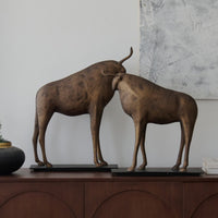Bull Sculpture Abstract Bull Statue Antique-Evocative Sculpture with Base for Art Collectors, Office, Entryway