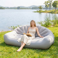 Inflatable Sofa with Backrest Foldable Inflatable Sofa Comfortable Lounge Seat for Campers, Camping, Living Room