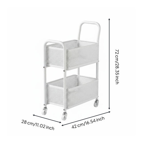 2 Tier Rolling Trolley Multi Use 2 Tier Storage Trolley Space Saving for Bedroom