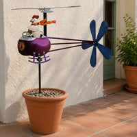 Helicopter Chicken Wind Outdoor Metal Wind Vane Ornament Funny for Patio