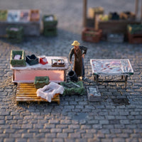 Seafood Seller Figurine Scene Display Market Stall Model Realistic