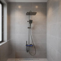 Solid Brass Valve Thermostatic Shower System Modern Design Digital Thermostatic Shower System Hydro-Powered 4-Function Push Buttons for Elderly, Kids, Hotel