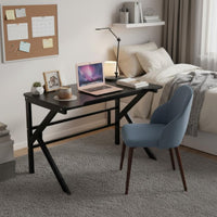 Stable Structure K-Shaped Gaming Desk Sturdy Construction Modern Study Workstation High Load Capacity Black Writing Desk Waterproof Surface for Gamers, Students, Bedroom