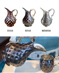 土耳其进口冷水壶紫铜全手工锤点拉丝隔热大容量欧式宫廷风调酒壶