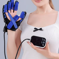 Adjustable Intensity Robotic Rehabilitation Glove Digital Display Controller Robotic Rehab Glove Mirror Mode Electric Finger Exerciser Portable Design for Elderly, Home Use