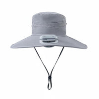 Design Solar Fan Hat Lightweight Fisherman Hat with Fan Breathable Mesh Outdoor Headwear Adjustable Chin Strap for Fishers, Hikers, Gardeners, Fishing, Hiking, Beach, Gardening