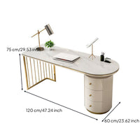 Sintered Stone Desktop Surface Light Elegant Design Fluted Cabinet Desk Scratch Resistant Makeup Table with Storage for Receptionists, Reception Area