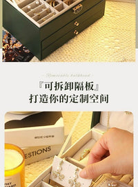 3-Layer Lockable Leather Jewelry Storage Box with Large Capacity