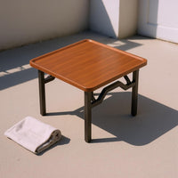 Carbon-Steel Frame Folding Square Game Table 18 Mm Thick Top Folding Game Table Rounded Edges Home Furniture Walnut Finish