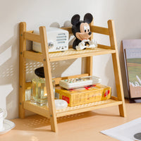 Ins Vintage Style Rattan Cream Color Double-Layer Desktop Storage Rack