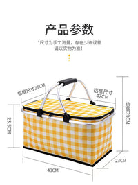 Insulated Picnic Basket, Foldable Outdoor Cooler Bag, Portable Lunch Bag