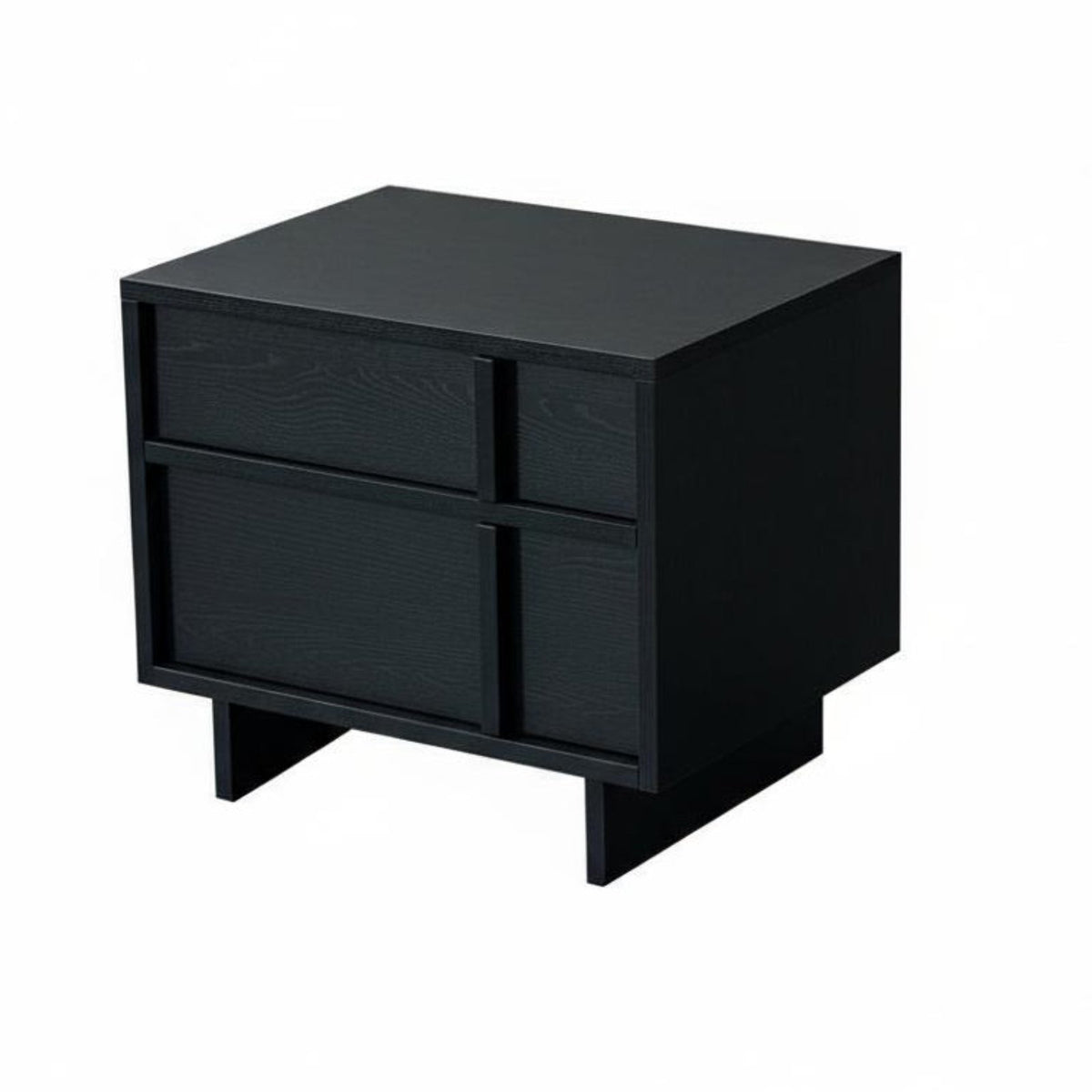Black Two-Drawer End Table Minimalist Design Nightstand Sturdy Construction