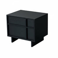 Black Two-Drawer End Table Minimalist Design Nightstand Sturdy Construction