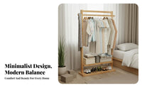 Minimalist Design Clothes Hanging Stand Space-Saving Unrestricted Standing Clothes Rack with Shelves Multifunctional Unrestricted Standing Garment Rack with Shelves Easy Assembly for Apartment Dwellers, Homeowners, Bedroom, Guesthouse, Dorm Room, Entryway