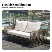 4-Piece Woven Lounge Set mechanical aesthetic Outdoor Furniture Weather-Resistant Garden Seating Group for Families, Homeowners, Patio, Balcony, rearyard