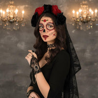 Black Lace Choker Necklace Masquerade Face Tattoo Stickers Decorative
