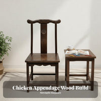 Miniature Official's Hat Chair Traditional Chinese Design Wooden Seat Antique Aesthetic Artisanal Quality for Children