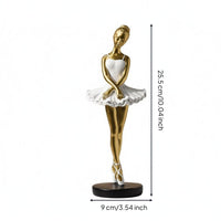 Resin Ballerina Statue Glossy Finish Ballet Dancer Statue Black Base