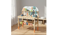 Wooden Repair Bench Storage Shelf Wooden Tool Bench Easy to Assemble Kids Workbench for Playroom