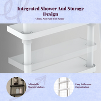 Temperature-Controlled Shower System, Rainfall Bathroom Shower Set, Full Copper Wall Mount, Adjustable Handheld Shower, Large Storage Shelf, Multi-Function, Easy Installation