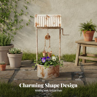 Well-Shaped Flowerpot Side Crank Handle Vintage Iron Pail Planter