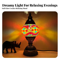 African Table Lamp Romantic Atmosphere African Stained Glass Vintage Influenced Bohemian Design Night Lamp for Bedroom, Living Room