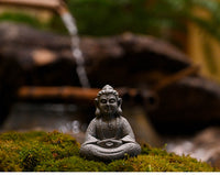 中式微景观仿青石佛像摆件花园假山盆景鱼缸树脂小和尚造景装饰