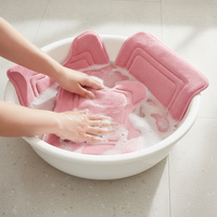 Coral Fleece Embossed Memory Foam Bath Mat Set Non-Slip Absorbent Bathroom Rugs