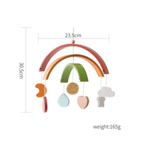 Wooden Mobile with Rainbow Natural Hanging Baby Mobile with Charms Gender Neutral Simple for Newborns, Crib, Nursery