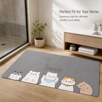 Diatomaceous Earth Bathroom Mat - Super Absorbent, Non-Slip, Quick Dry Bath Rug for Toilet and Shower