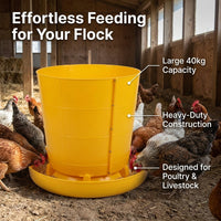 40kg Chicken Feeder, Poultry Feeder with Lid, Large Capacity Chicken Feeders No Waste for Smallholding