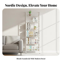 Narrow Freestanding Bookcase Space-Saving Shelf Unit Slim Design for Study Room