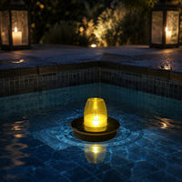 Solar Floating Candle Lamp Fire Fire-Safe Outdoor Decor Flickering for Pools