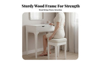 Padded Dressing Seat Sturdy Upholstered Four-Legged Stool Stable Structure