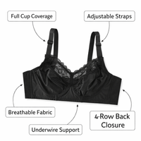 Full Coverage Bras for Women with Underwire Support for Plus Size, Smooth Seamless Everyday for Daily Wear, Extended Sizes up to 48D