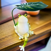 撑伞解压青蛙阳台庭院花园鱼缸布置装饰摆件创意动物户外青蛙7805
