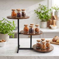 Wooden Cupcake Stand Stepped Tiered Display Rack Holder Space-Saving Pastry Display with Metal Frame for Culinary Artists, Dessert Tables, Countertops