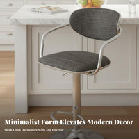 Adjustable Armchair with Woven Seat Waterproof Swivel Stool Quiet Wheels for Bar