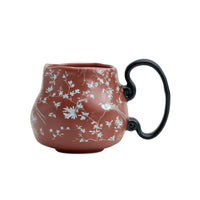 Mug with Large Handle Glazed Drinkware Bulbous for Desk