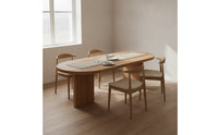 Natural Finish Wooden Pedestal Dining Table Modern Dining Table with Pedestal Base Solid Furniture Practical for Kitchen