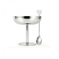 Dessert Cups with Spoons Stainless Steel Bowls Polished for Parties, Home Dining