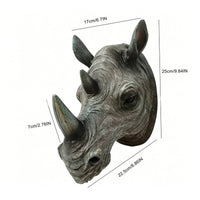 Home Decoration Carved Texture 3D Wall Relief Rhinoceros Head Wall Sculpture Detailed
