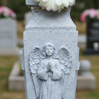 Angel Cross Vase Outdoor Safe Grave Flower Insert Stone Look for Garden