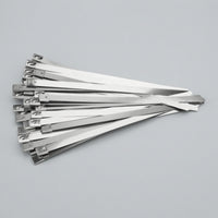 50 Pieces Flat Self-Locking Metal Tie Corrosion-Resistant Metal Zip Ties Weatherproof Fastener Long-Lasting for Contractors