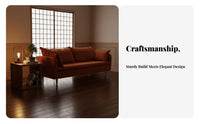 Japanese aesthetic Corduroy Settee Retro Sofa space-saving Living Room Furniture Minimalist for Apartment Dwellers, Interior Design aficionados, Young Adults, Studio Flat, Lounge Area, Bedroom, Home Creamice