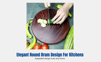 Durable Ironwood Cutting Board, Clamwood Round Chopping Board, Double-Sided, Butcher Block, Stainless Steel Ring