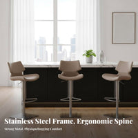 Upholstered Rotating Bar Stool Adjustable Height Upholstered Rotating Stool with Support Modern Design Integrated Footrest