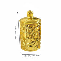 Gold Trim Canister Multi-Functional Round Decorative Container Lightweight Lidded Storage Jar for Office Desk