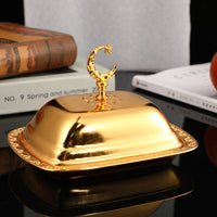 European Creative Covered Snack Plate Classic Light Luxury Pastry Tray Metal