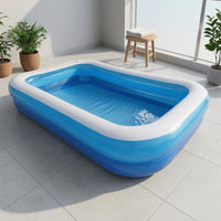 Rectangular Pool with Drain Plug Portable Inflatable Above Ground Pool Sturdy Thickened for Children, Patio